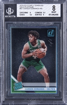 2019-20 Panini Clearly Donruss "Holo Platinum" #81 Carsen Edwards Rated Rookie Card (#1/1) - BGS NM-MT 8